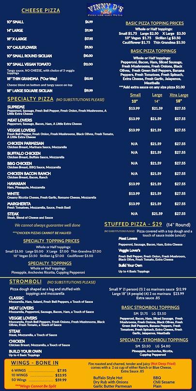 Vinny D's Pizza take out Menu image 4